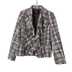 Katherine New York Y2K NWT Tweed Blazer Jacket Cream Gold‎ Brown Size Small